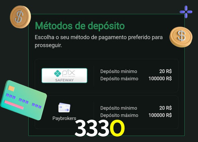 O cassino 333O oferece uma grande variedade de métodos de pagamento